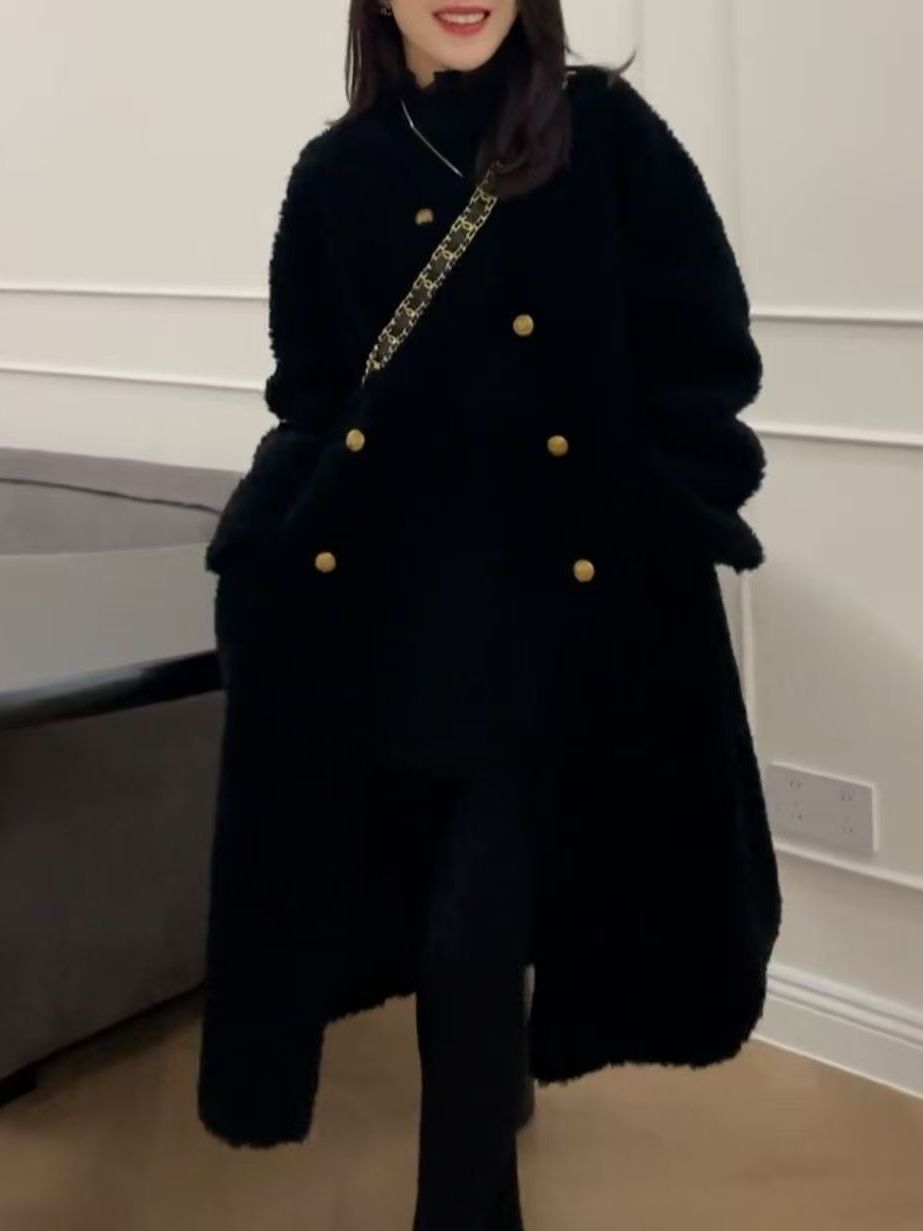 Wool Coat Peacoat - Jaqueta Plus Size de Pele de