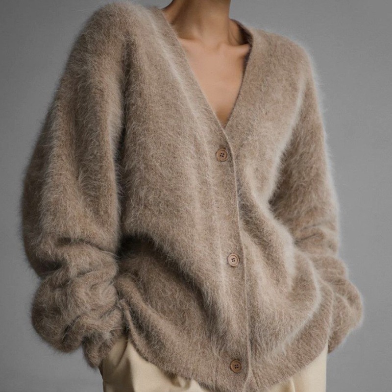 Wool Coat Peacoat - Cardigã de malha com decote em
