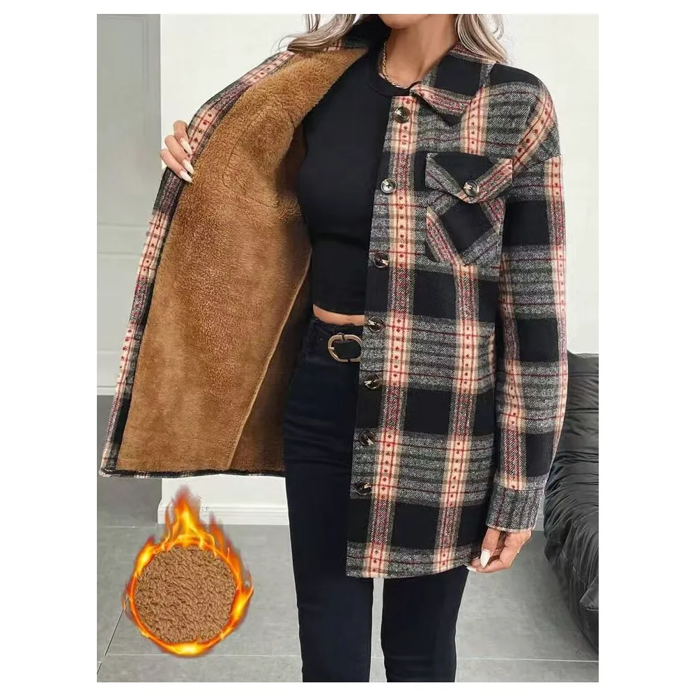 Casaco de manga comprida com f - Flannel Shirt Lined avaliação e preço